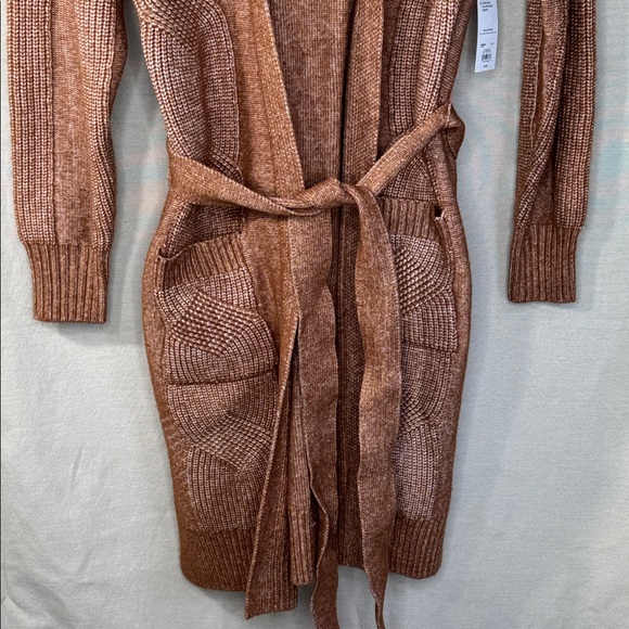 Nine West Sweater Brown Cardigan w/ Belt Long Length Wool Blend in Size M  NWT - Picture 5 of 15